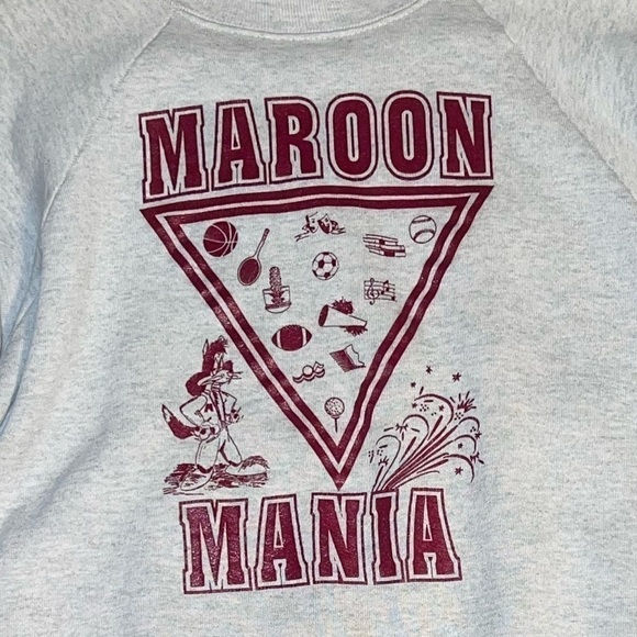 Fruit Of The Loom USA Made Maroon Mania Crewneck Sweatshirt - Picture 4 of 8